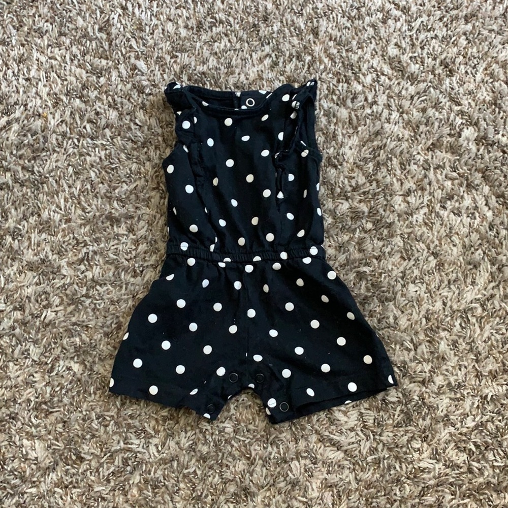 Carter’s baby girl black romper. Size 3 months.